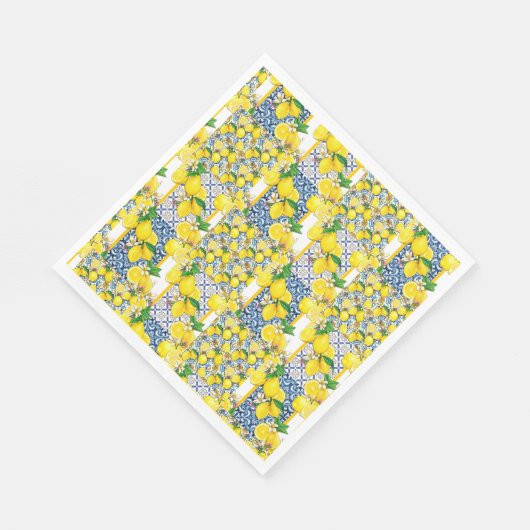 Serviette En Papier Citron portugais Azulejo Méditerranée Santorin (Coin)
