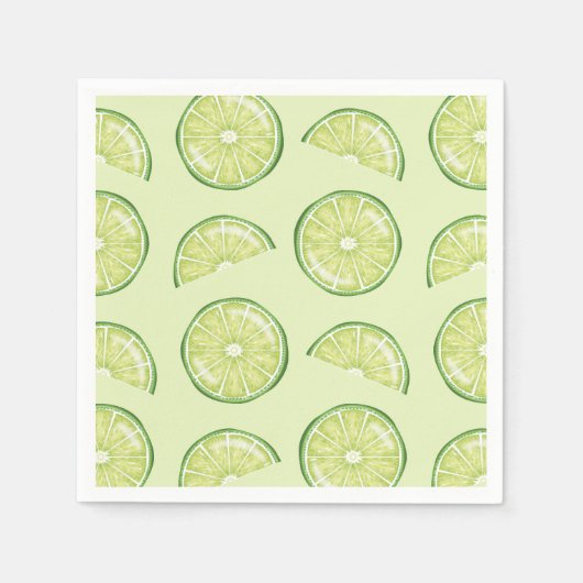 Serviette En Papier Citron Vert Citrus Tranches de Fruits Illustrées (Devant)