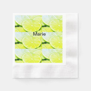 Serviette En Papier Citron vert jaune simple ajouter un nom personnali