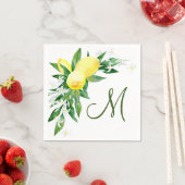 Serviette En Papier Citrons Blossom Vert Monogramme Papier (En situation)