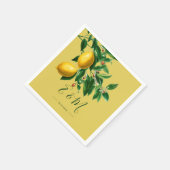 Serviette En Papier Citrons Botanique Vert Jaune Monogramme d'été (Coin)