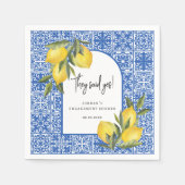 Serviette En Papier Citrons & Carreaux Méditerranéens Ils Ont Dit Oui  (Devant)