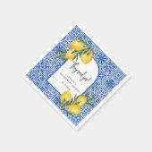 Serviette En Papier Citrons & Carreaux Méditerranéens Ils Ont Dit Oui  (Coin)