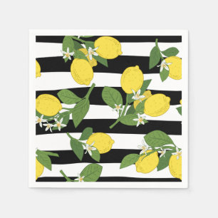 Serviette En Papier Citrons Citrons Jaunes Rayures Noires