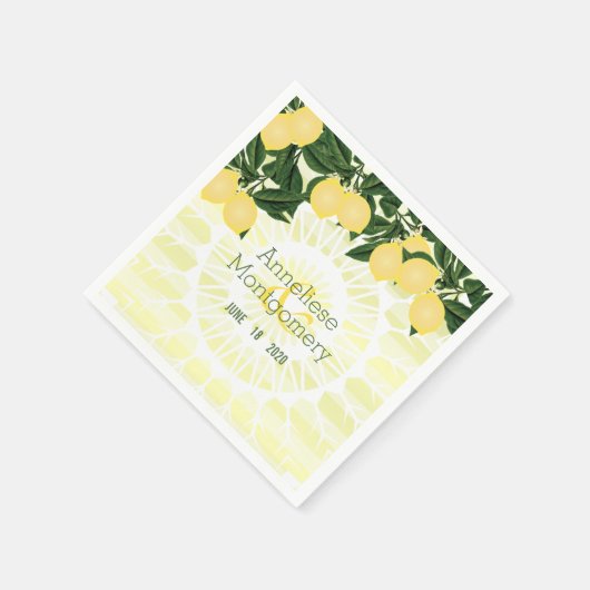 Serviette En Papier Citrons Citrus avec bandes - Mariage (Coin)
