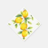 Serviette En Papier Citrons d'aquarelle avec Feuilles verts (Coin)