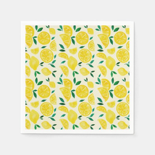 Serviette En Papier citrons d'aquarelle - jaune et vert (Devant)