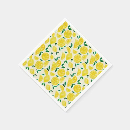 Serviette En Papier citrons d'aquarelle - jaune et vert (Coin)
