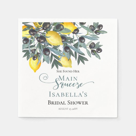 Serviette En Papier Citrons de taille principale | Fête des mariées Ol (Devant)