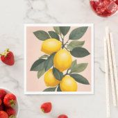 Serviette En Papier Citrons d'or sur vert (En situation)