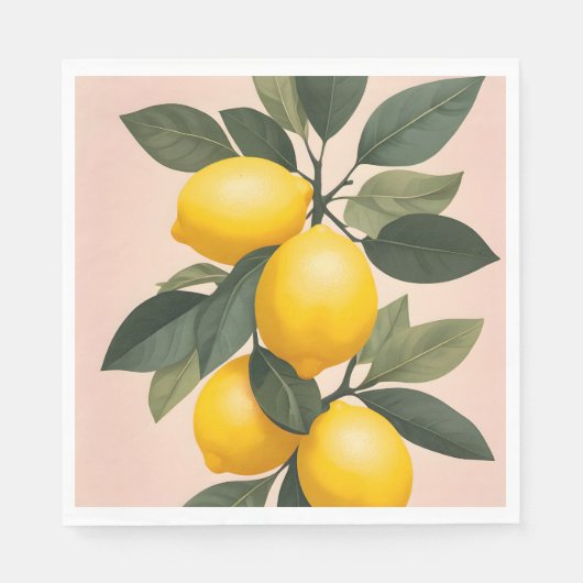 Serviette En Papier Citrons d'or sur vert (Devant)