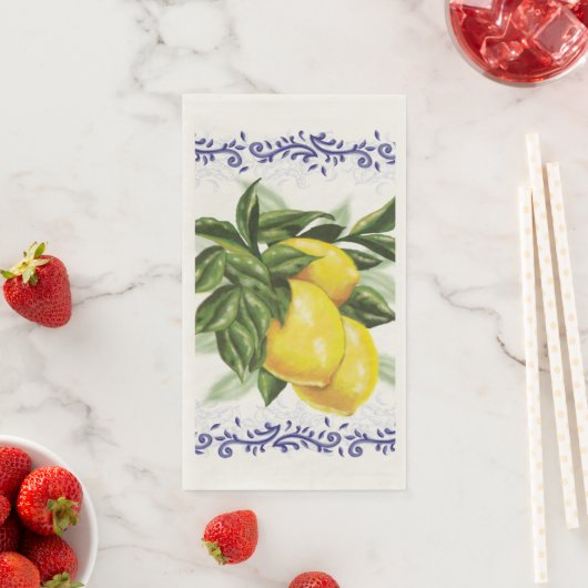 Serviette En Papier Citrons en toile (En situation)