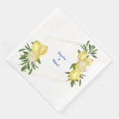 Serviette En Papier Citrons et Cobalt Bleu Dîner en texte (Coin)