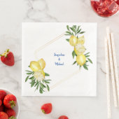 Serviette En Papier Citrons et Cobalt Bleu Dîner en texte (En situation)