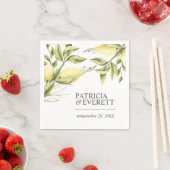 Serviette En Papier Citrons et Feuilles Boho chic mariage personnalisé (En situation)