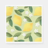 Serviette En Papier Citrons et fleurs blanches sur Arrière - plan vert (Devant)