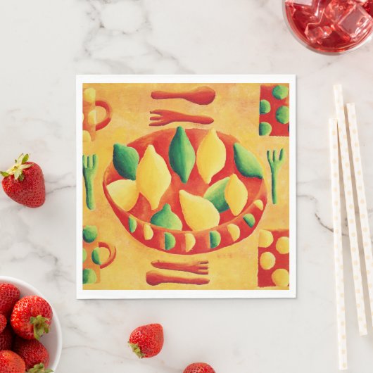 Serviette En Papier Citrons et limons (En situation)