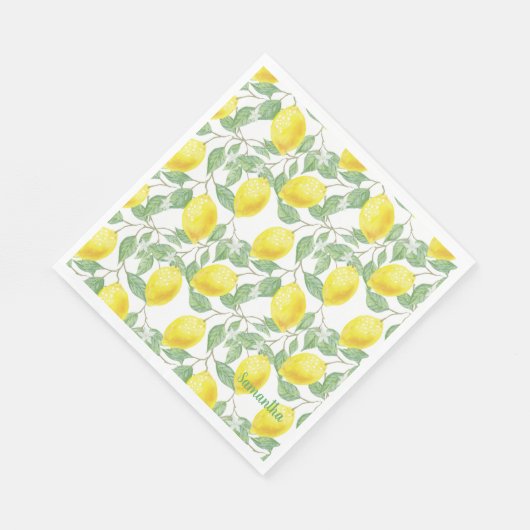 Serviette En Papier Citrons et serviettes design Feuille (Coin)