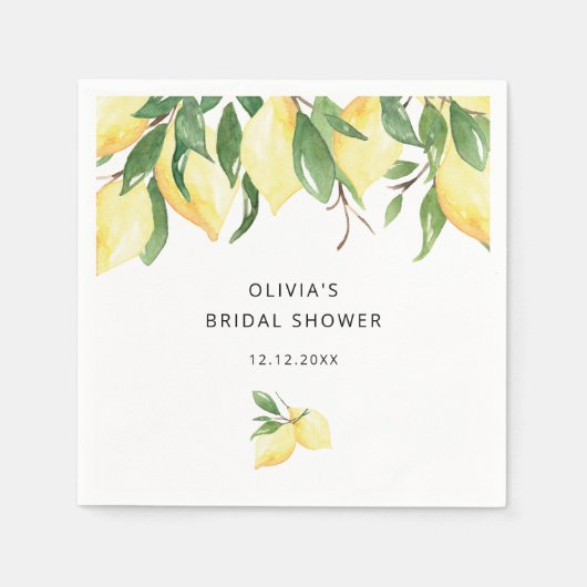 Serviette En Papier Citrons Fêtes des mariées vertes serviettes (Devant)