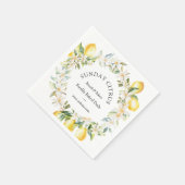 Serviette En Papier Citrons jaunes et fleurs blanches Courbe florale (Coin)