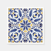 Serviette En Papier Citrons jaunes Fleurs Bleues Espagnoles (Devant)