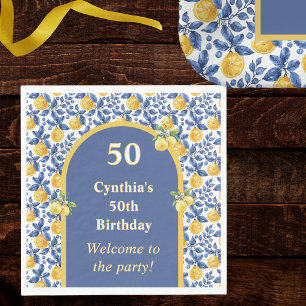 Serviette En Papier Citrons Jaunes Méditerranée Amalfi Anniversaire