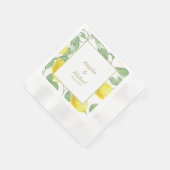Serviette En Papier Citrons jaunes modernes Vert Feuille Mariage (Coin)