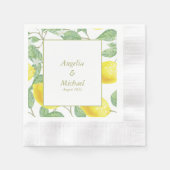 Serviette En Papier Citrons jaunes modernes Vert Feuille Mariage (Devant)