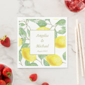 Serviette En Papier Citrons jaunes modernes Vert Feuilles Mariage serv (En situation)