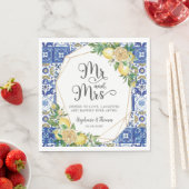 Serviette En Papier Citrons Méditerranéen Mosaïque Carrelage Mariage M (En situation)