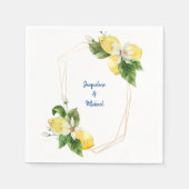 Serviette En Papier Citrons méditerranéens & Cobalt Blue Text Cocktail (Devant)