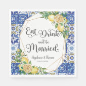 Serviette En Papier Citrons Mosaïque méditerranéenne Mariage Manger Bo (Devant)