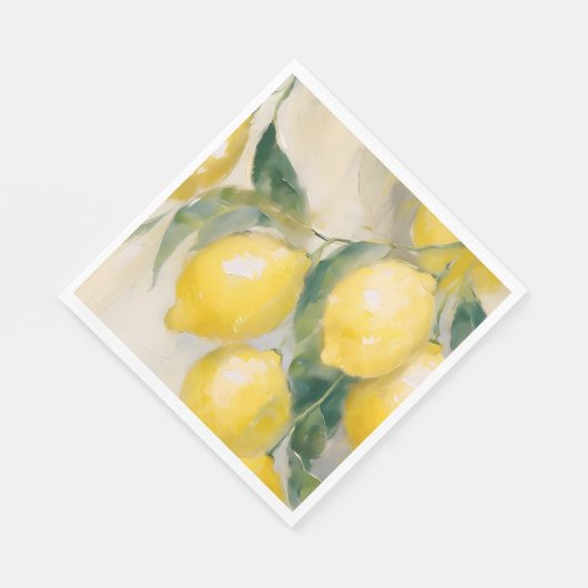 Serviette En Papier Citrons peints (Coin)