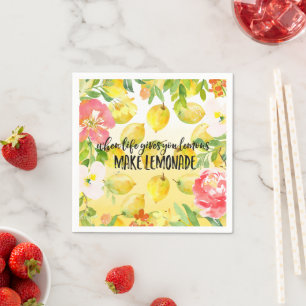 Serviette En Papier Citrons Pink floral ombre aquarelle inspirant