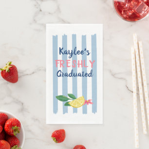 Serviette En Papier Citrons & Rayures Bleues Elle est fraîchement dipl