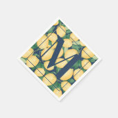 Serviette En Papier Citrons sur Monogramme bleu marine (Coin)