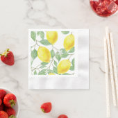Serviette En Papier Citrons sur papier design vigne (En situation)