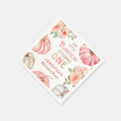 Serviette En Papier Citrouille 1er Anniversaire Gras Rose Girl Papier  (Coin)