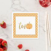 Serviette En Papier Citrouille 2e anniversaire Napkin - Dots orange (En situation)