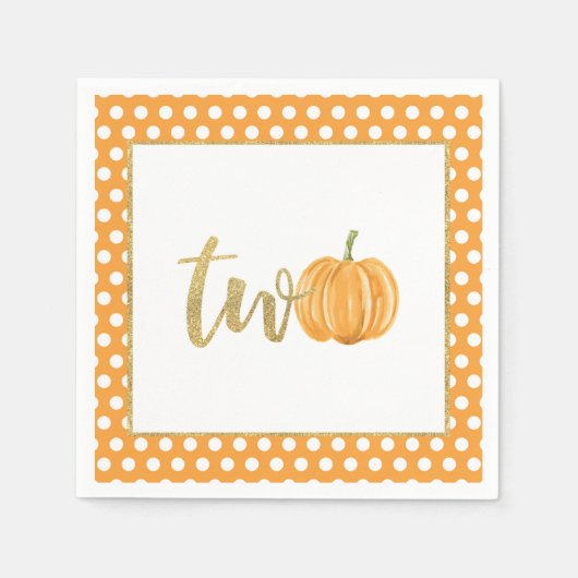 Serviette En Papier Citrouille 2e anniversaire Napkin - Dots orange (Devant)