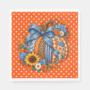 Serviette En Papier Citrouille à pois orange 
