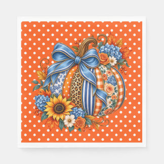Serviette En Papier Citrouille à pois orange