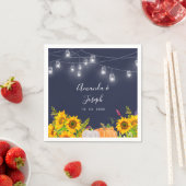 Serviette En Papier Citrouille aquarelle et Mariage rustique tournesol (En situation)