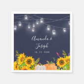 Serviette En Papier Citrouille aquarelle et Mariage rustique tournesol (Devant)