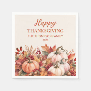 Serviette En Papier Citrouille Aquarelle Joyeux Thanksgiving