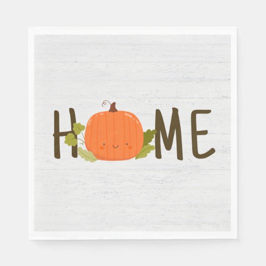 Serviette En Papier Citrouille Automne Avec Texte À La Maison (Devant)