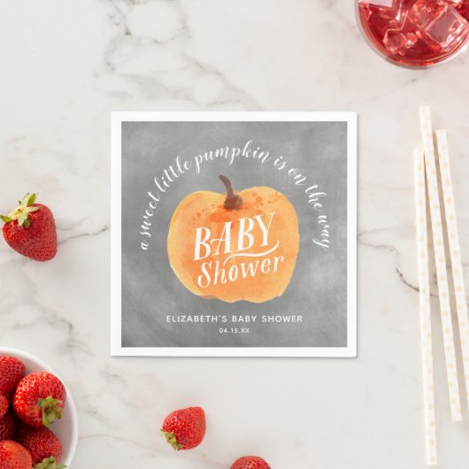 Serviette En Papier Citrouille Automne Baby shower Chalkboard Automne (En situation)
