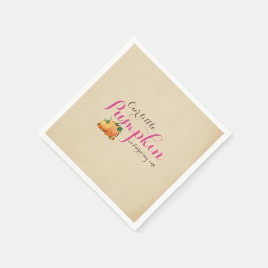 Serviette En Papier Citrouille Automne Premier anniversaire fête rose  (Coin)