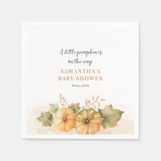 Serviette En Papier Citrouille Automne Rouille Feuille Filles Baby sho (Devant)