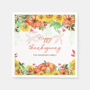 Serviette En Papier Citrouille Automne Thanksgiving Napkins